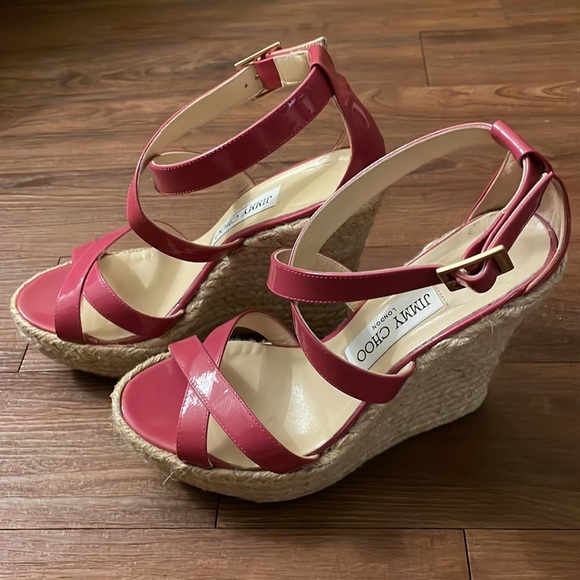 Jimmy Choo Porto Patent Espadrille Wedge, Pink - Picture 12 of 14